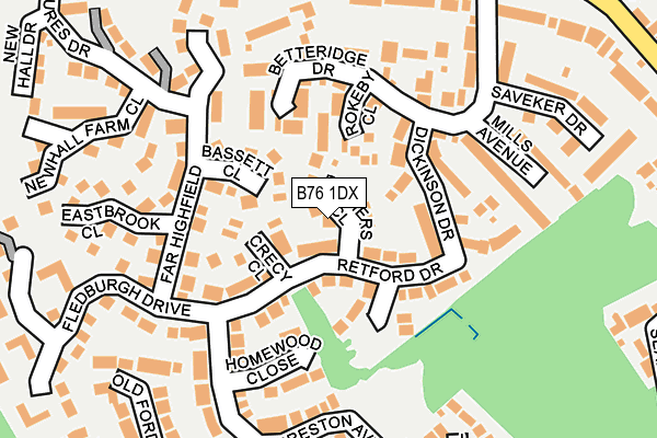 B76 1DX map - OS OpenMap – Local (Ordnance Survey)