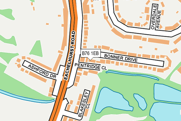 B76 1EB map - OS OpenMap – Local (Ordnance Survey)
