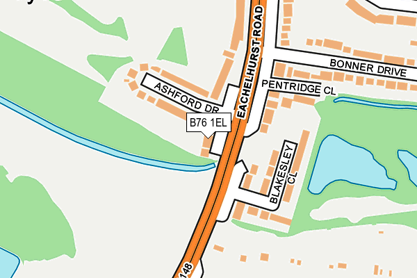 B76 1EL map - OS OpenMap – Local (Ordnance Survey)