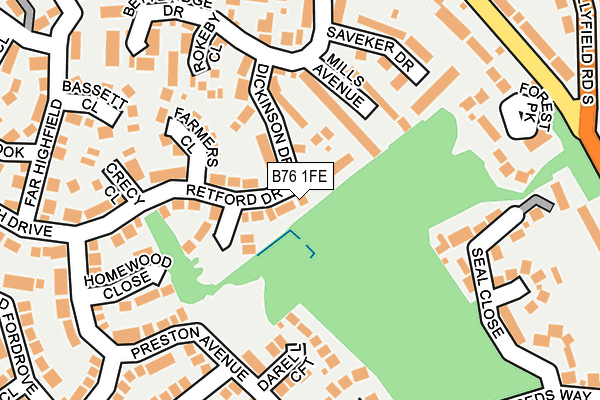 B76 1FE map - OS OpenMap – Local (Ordnance Survey)