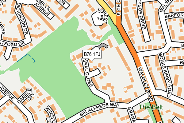 B76 1FJ map - OS OpenMap – Local (Ordnance Survey)