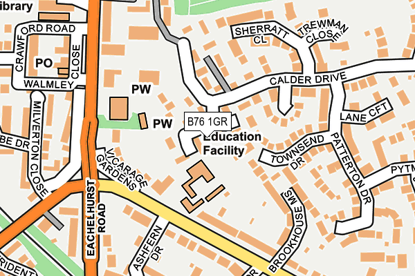 B76 1GR map - OS OpenMap – Local (Ordnance Survey)