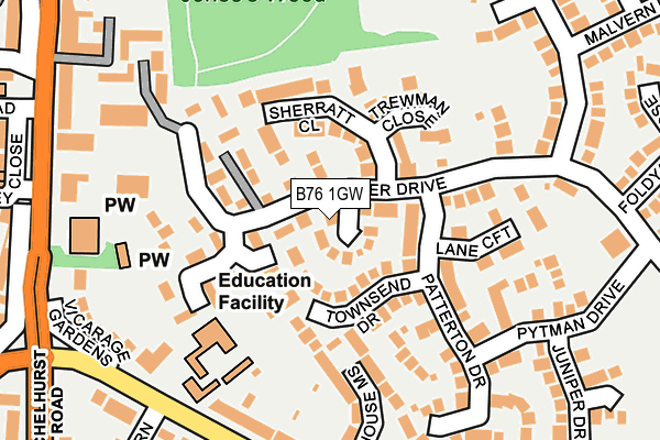 B76 1GW map - OS OpenMap – Local (Ordnance Survey)