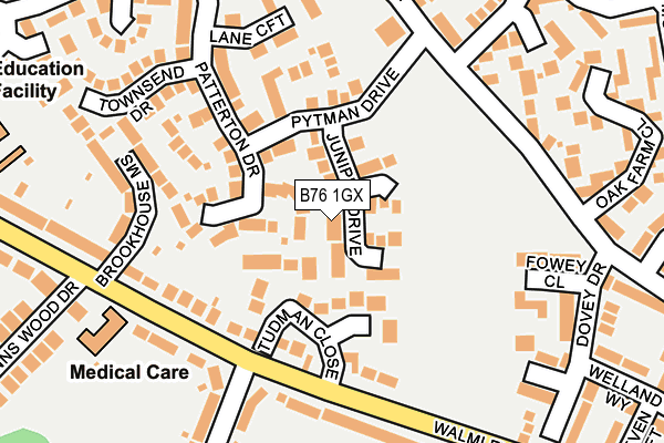 B76 1GX map - OS OpenMap – Local (Ordnance Survey)