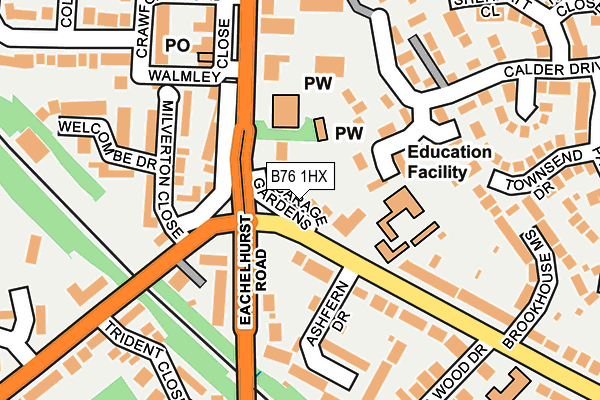 B76 1HX map - OS OpenMap – Local (Ordnance Survey)