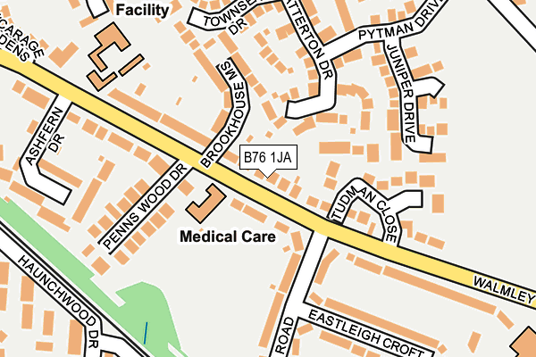 B76 1JA map - OS OpenMap – Local (Ordnance Survey)