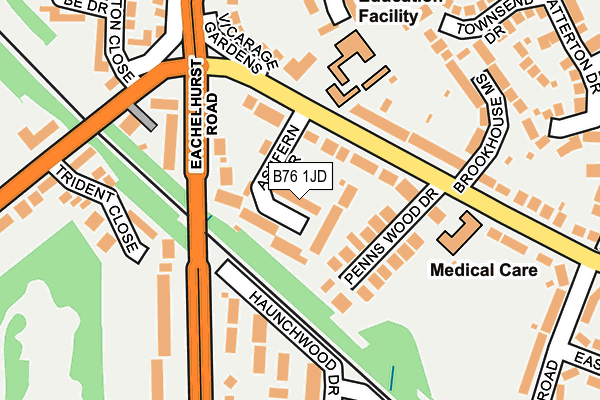 B76 1JD map - OS OpenMap – Local (Ordnance Survey)