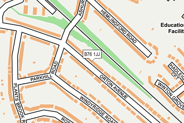 B76 1JJ map - OS OpenMap – Local (Ordnance Survey)