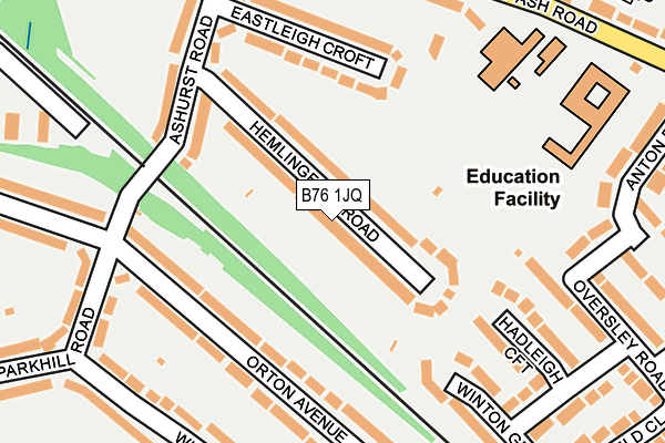 B76 1JQ map - OS OpenMap – Local (Ordnance Survey)
