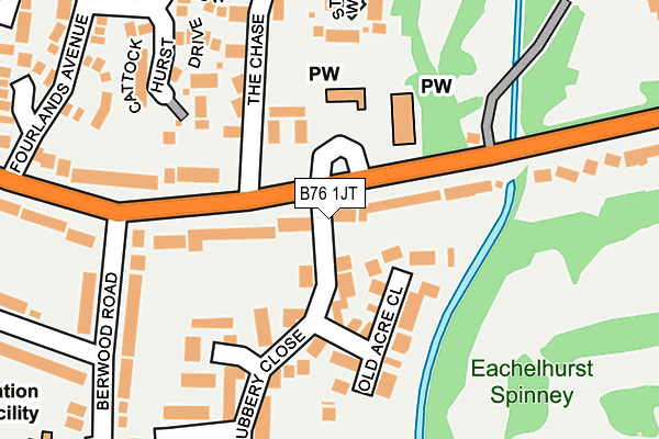 B76 1JT map - OS OpenMap – Local (Ordnance Survey)