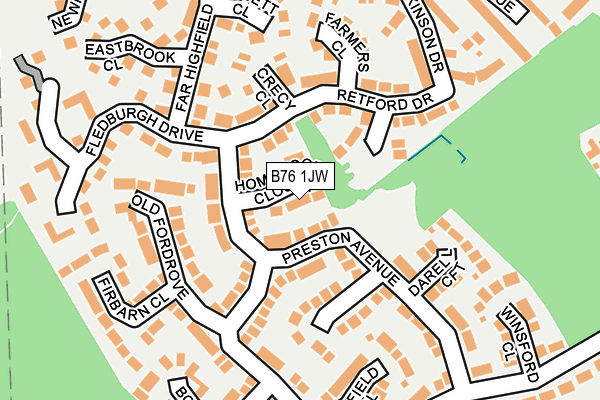 B76 1JW map - OS OpenMap – Local (Ordnance Survey)