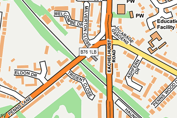 B76 1LB map - OS OpenMap – Local (Ordnance Survey)