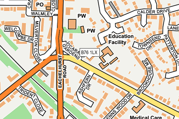 B76 1LX map - OS OpenMap – Local (Ordnance Survey)