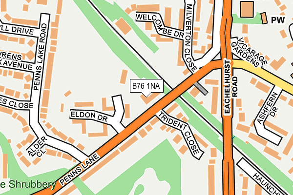B76 1NA map - OS OpenMap – Local (Ordnance Survey)