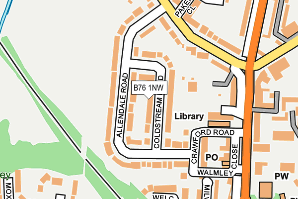 B76 1NW map - OS OpenMap – Local (Ordnance Survey)