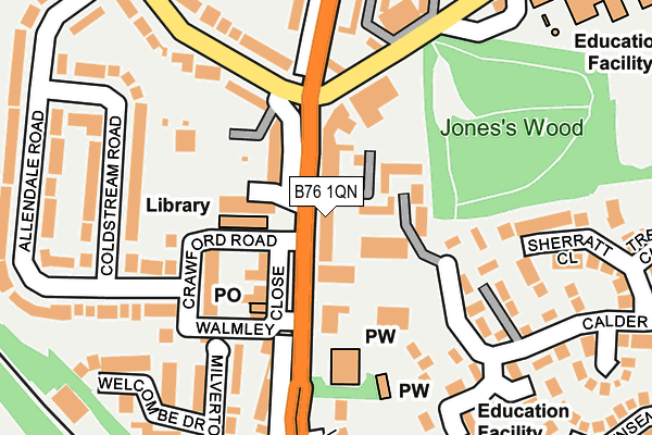 B76 1QN map - OS OpenMap – Local (Ordnance Survey)