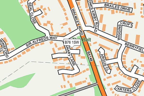 B76 1SW map - OS OpenMap – Local (Ordnance Survey)