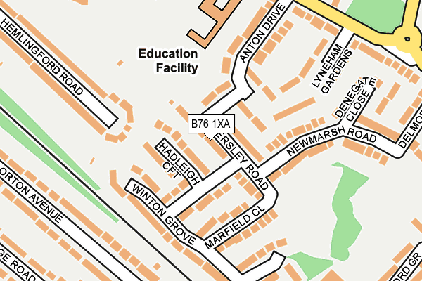 B76 1XA map - OS OpenMap – Local (Ordnance Survey)