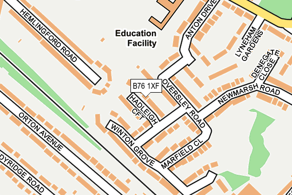 B76 1XF map - OS OpenMap – Local (Ordnance Survey)