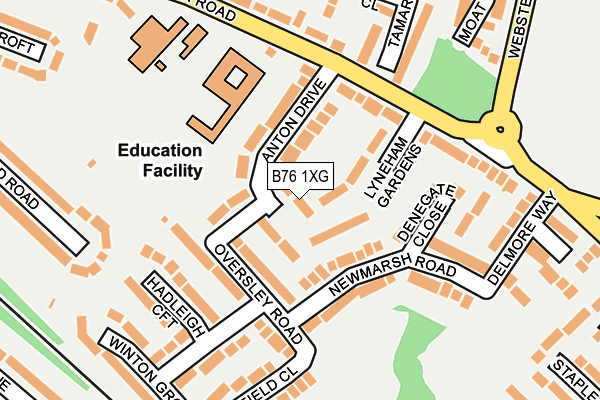 B76 1XG map - OS OpenMap – Local (Ordnance Survey)