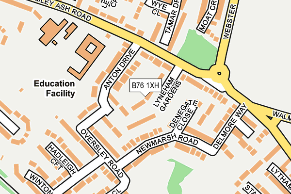 B76 1XH map - OS OpenMap – Local (Ordnance Survey)