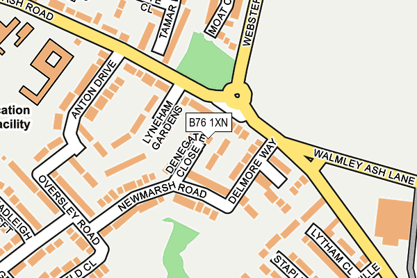 B76 1XN map - OS OpenMap – Local (Ordnance Survey)