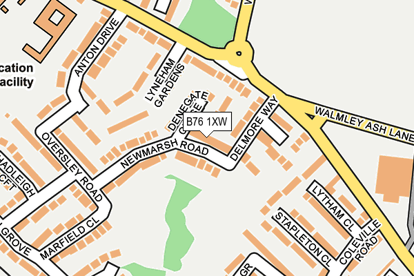 B76 1XW map - OS OpenMap – Local (Ordnance Survey)