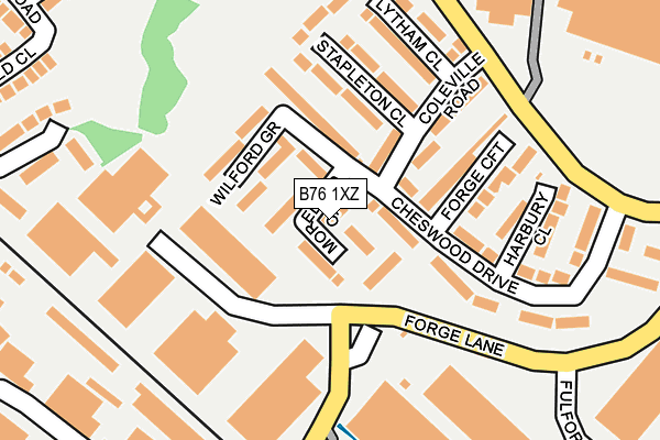 B76 1XZ map - OS OpenMap – Local (Ordnance Survey)