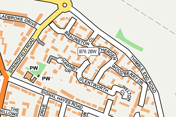 B76 2BW map - OS OpenMap – Local (Ordnance Survey)