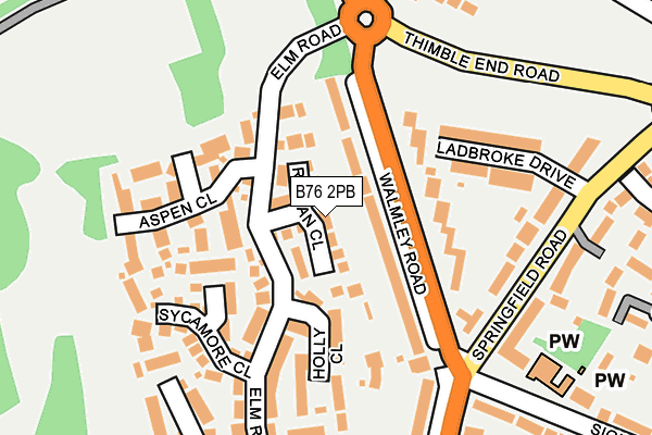 B76 2PB map - OS OpenMap – Local (Ordnance Survey)