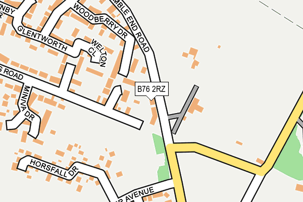 B76 2RZ map - OS OpenMap – Local (Ordnance Survey)