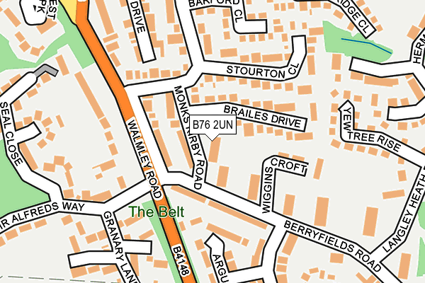 B76 2UN map - OS OpenMap – Local (Ordnance Survey)