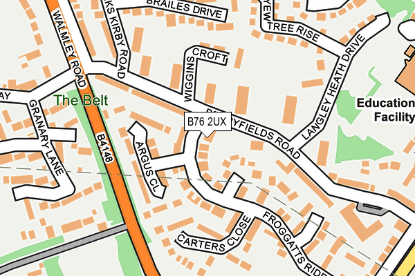 B76 2UX map - OS OpenMap – Local (Ordnance Survey)