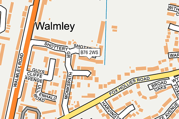 B76 2WS map - OS OpenMap – Local (Ordnance Survey)