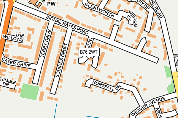 B76 2WT map - OS OpenMap – Local (Ordnance Survey)