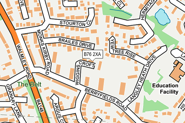 B76 2XA map - OS OpenMap – Local (Ordnance Survey)