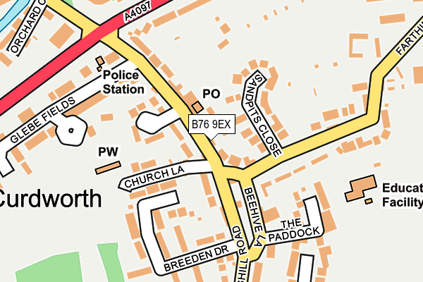 B76 9EX map - OS OpenMap – Local (Ordnance Survey)