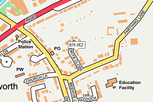 B76 9EZ map - OS OpenMap – Local (Ordnance Survey)