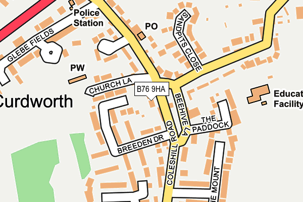 B76 9HA map - OS OpenMap – Local (Ordnance Survey)