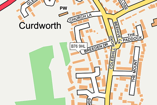 B76 9HL map - OS OpenMap – Local (Ordnance Survey)