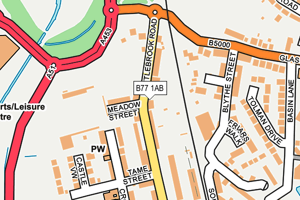 B77 1AB map - OS OpenMap – Local (Ordnance Survey)