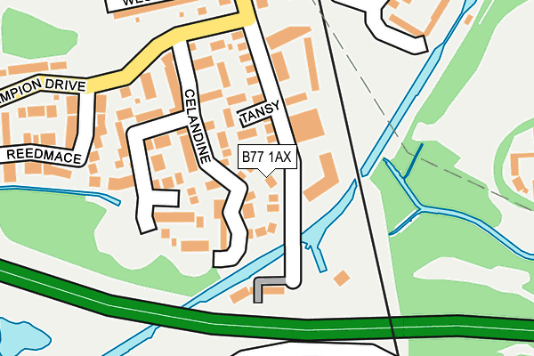 B77 1AX map - OS OpenMap – Local (Ordnance Survey)