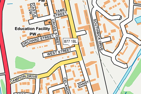 B77 1BL map - OS OpenMap – Local (Ordnance Survey)