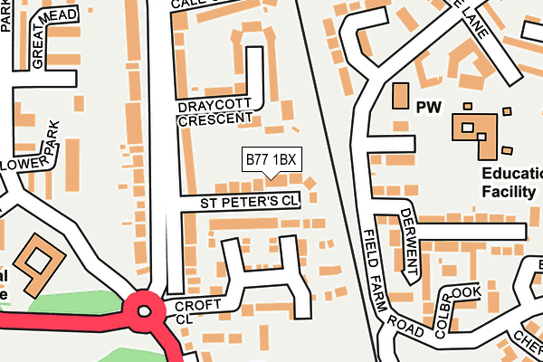 B77 1BX map - OS OpenMap – Local (Ordnance Survey)