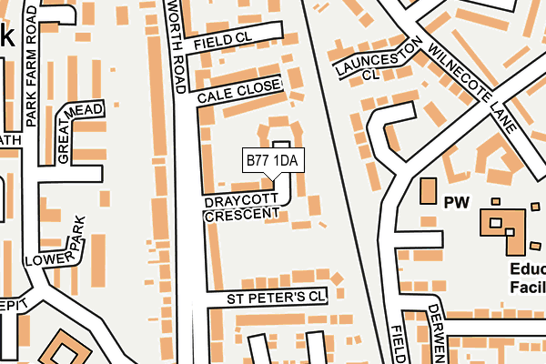 B77 1DA map - OS OpenMap – Local (Ordnance Survey)