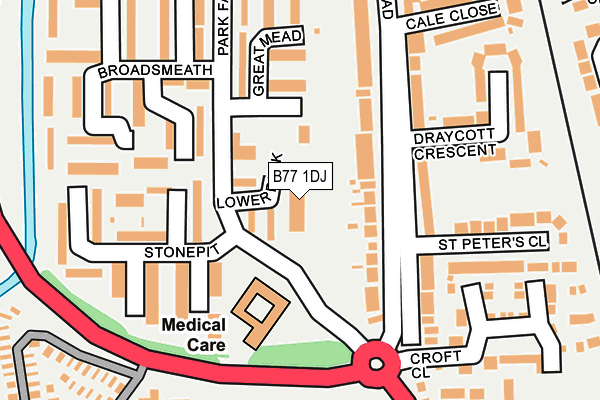 B77 1DJ map - OS OpenMap – Local (Ordnance Survey)