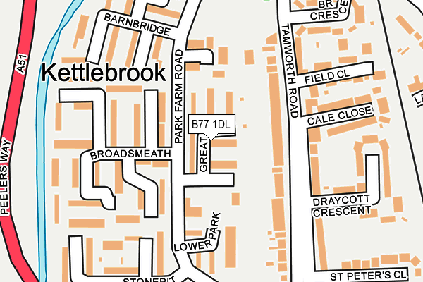 B77 1DL map - OS OpenMap – Local (Ordnance Survey)