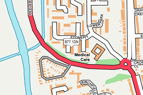 B77 1DN map - OS OpenMap – Local (Ordnance Survey)