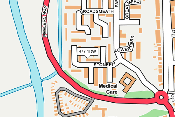 B77 1DW map - OS OpenMap – Local (Ordnance Survey)