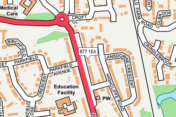 B77 1EA map - OS OpenMap – Local (Ordnance Survey)